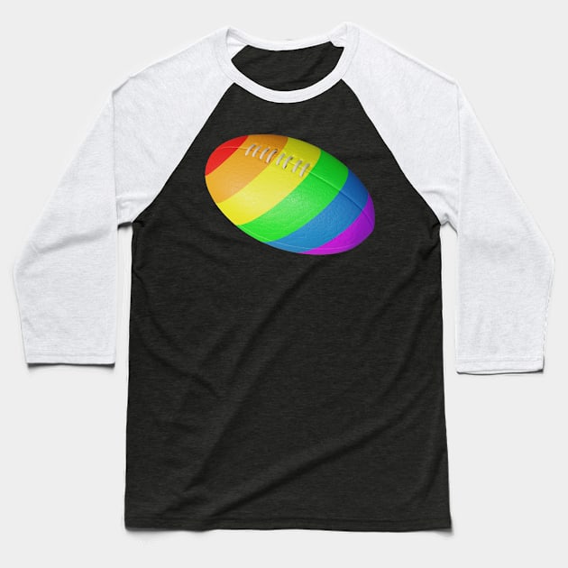 American Football Rainbow LGBTQ Gay Pride Baseball T-Shirt by McNutt